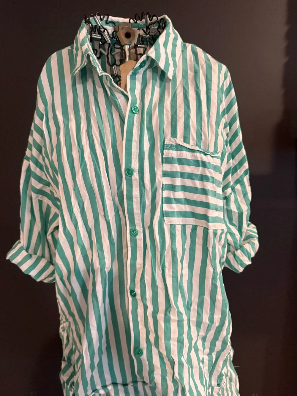 JoySpun Women’s Green & White Striped Casual Set